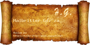 Halbritter Géza névjegykártya